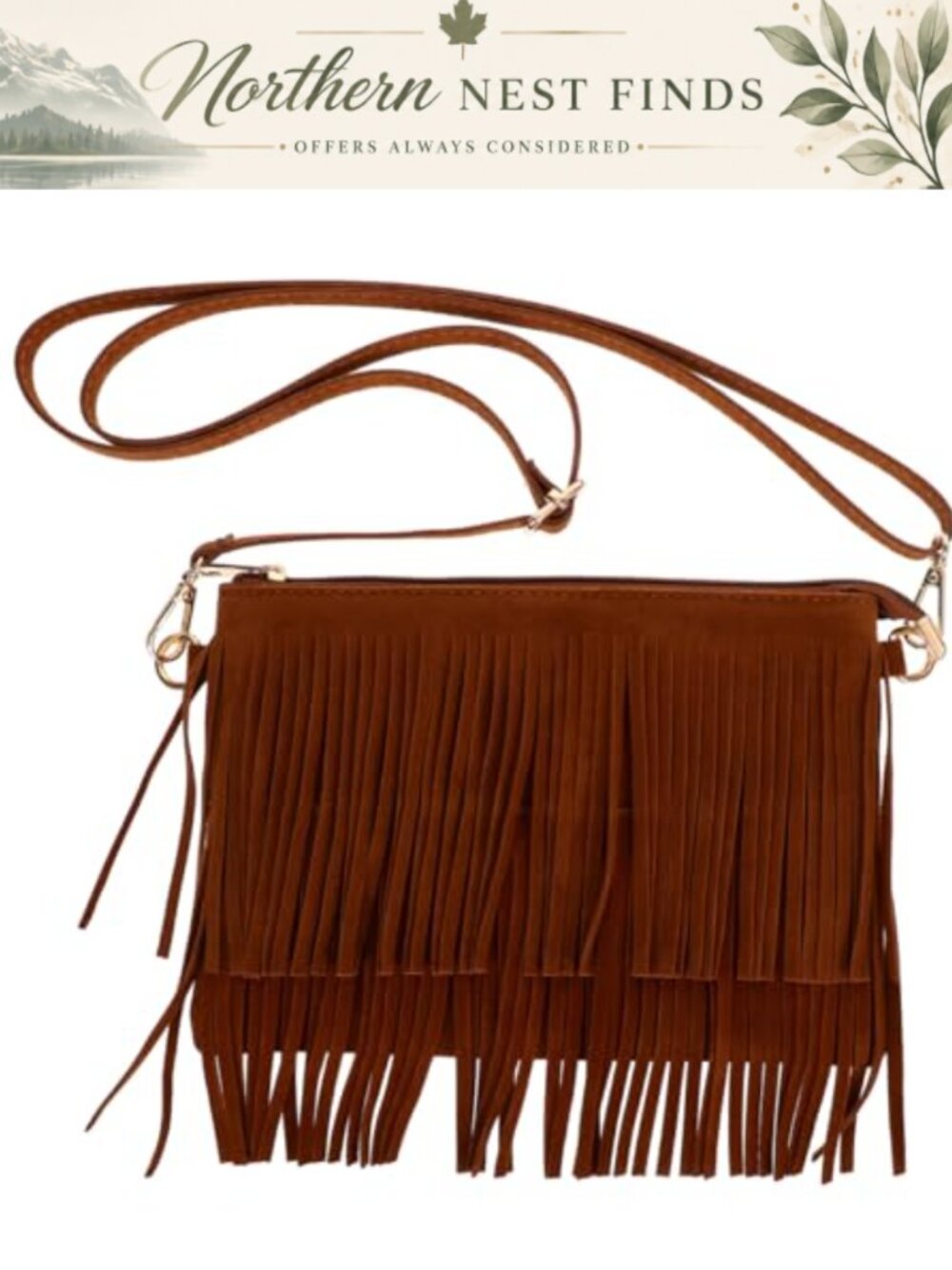 Vintage Tassel Crossbody Bag Fringe Shoulder Purse 25x17cm